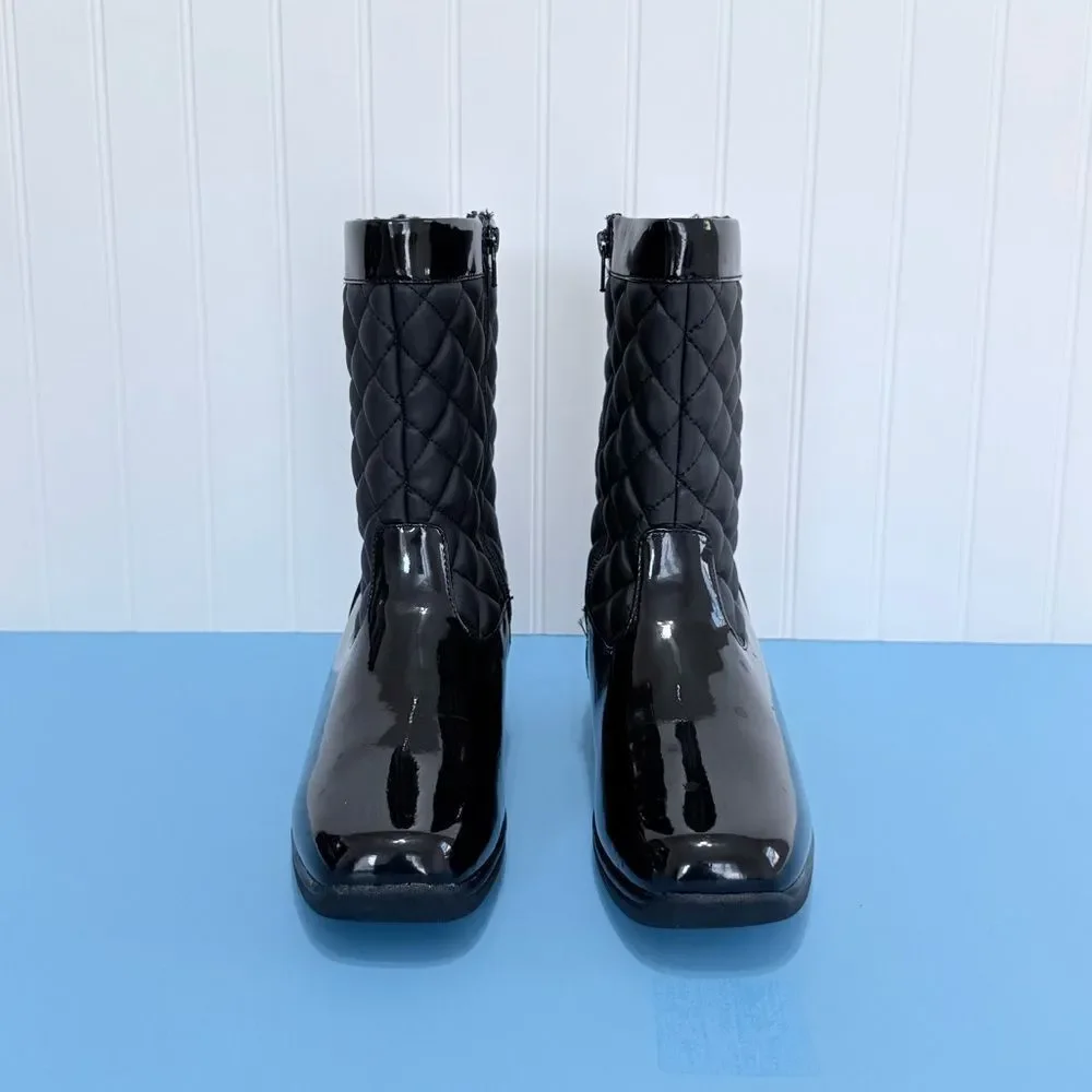 Bass Glacier Women's Black Quilted Calf Height Zipper Boots Size 9M
